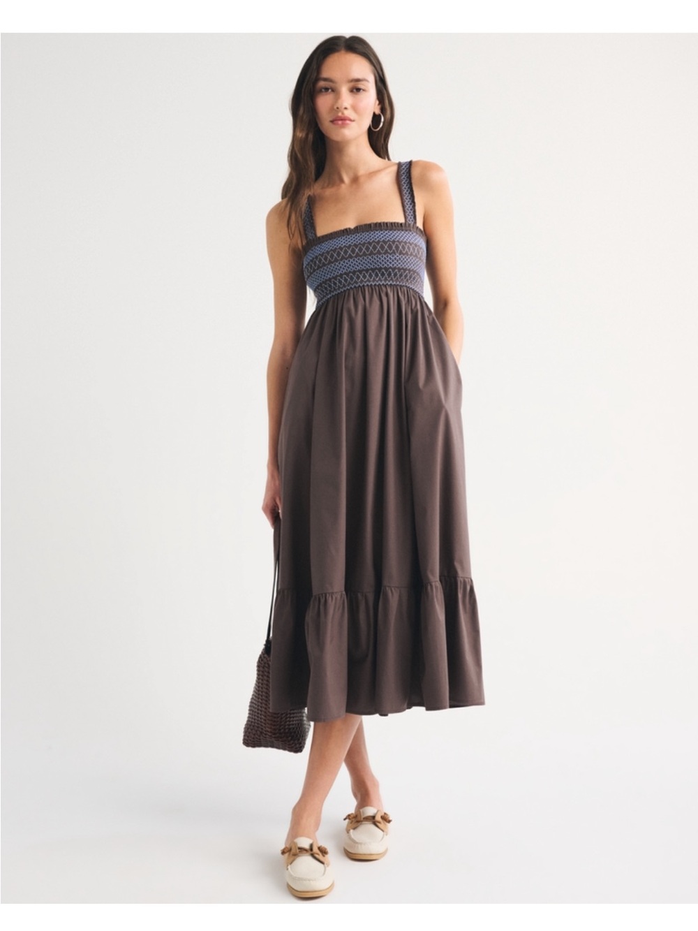 A&F Sydney Smocked Convertible Midi Dress